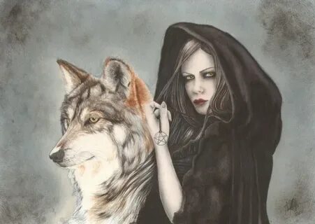Witch Wolf Greetings Card By Alexandra Dawe Mystic Wish