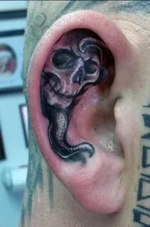 Awesome Skull Tattoo Design Ear tattoo, Tattoos, Skull tatto