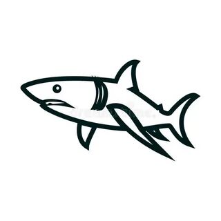 Shark Line Art Vector Illustration. Shark Simple Outline Des