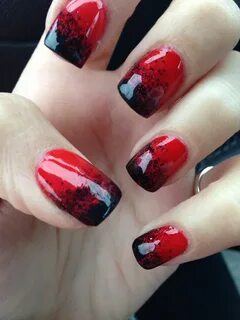 Red and black Halloween gel nails Red gel nails, Black nail 