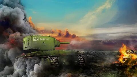 Фотография World of Tanks Танки Kv2 Игры Дым 2560x1440