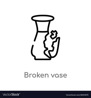 Outline broken vase icon isolated black simple Vector Image
