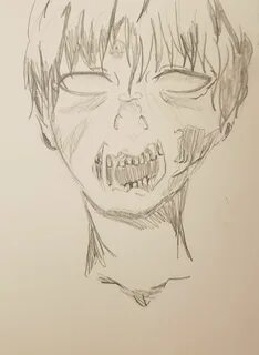 Zombie anime drawing cready scary black and white saliva whi