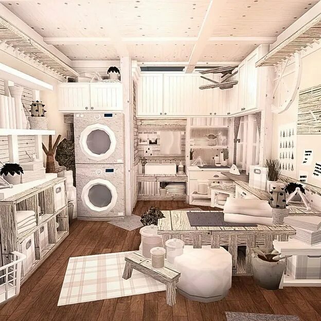 Laundry room 🧡 🤍 🧡 Made by - @iinicxie ....Tags 🏷 #bloxburg #bloxburgbu...