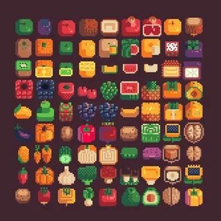 Fruits and vegetables. #pixelart #pixelarticons #pixels #fru