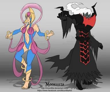 Cresselia and Darkrai gijinka concept by Moonllita on Devian