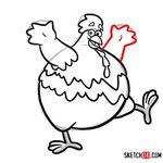 How to draw Big Red Chicken Dora the Explorer - Sketchok eas