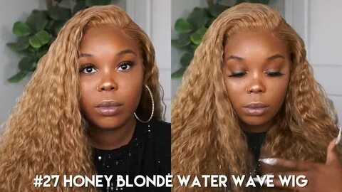 #27 Honey Blonde Water Wave Wig Install On Brown Skin Girl A