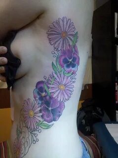 Pansy And Aster IN PROGRESS Aster flower tattoos, Flower tat