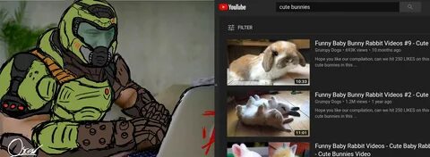 Doomguy watching bunny videos Doom Know Your Meme