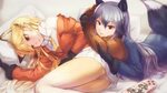 Wallpaper : anime, animal ears, tail, bed, fox girl, gloves,