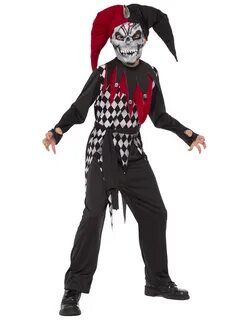 Sinister Jester Child Boys Clown Evil Dress Fancy Scary Cost