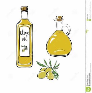 Set of vector illustrations Olive oil. 