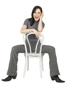 Portrait of a woman sitting on a chair - License, download o