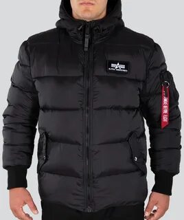 Куртка Alpha Industries Hooded Puffer Alpha FD, черная — покупайте с выгодо...