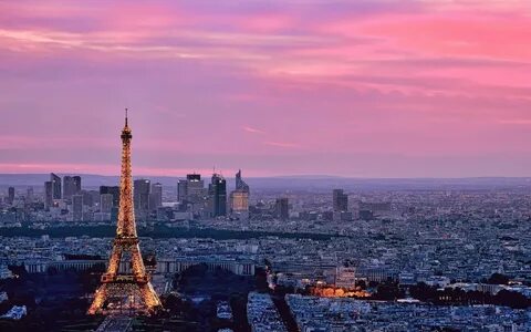 Обои Розовый закат в Париже, Франция " Скачать красивые HD о