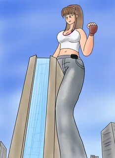 Hitomi as a giantess. 