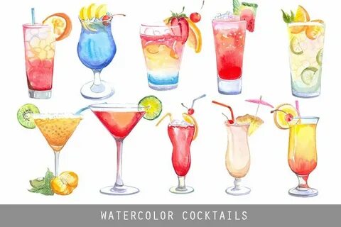 Watercolor Cocktails Cocktail illustration, Watercolor and i