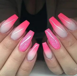 24 Baby Pink Shaded Coffin Nail With Glitter Touch 2018 Nail