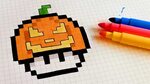 Halloween Pixel Art - How To Draw Pumpkinhead Mushroom #pixe