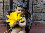 Free Images : flower, statue, spring, child, clothing, toy, 
