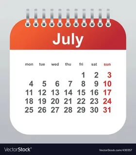 July calendar Royalty Free Vector Image - VectorStock