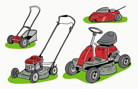Red Lawn Mower Collection Hand Drawn Vector Illustration 175