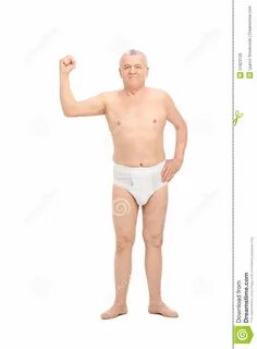 Senior Man in Underwear Showing His Bicep Stock Image - Imag