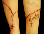 Freehand rosary beads and name tattoo Miguel Angel Custom . 
