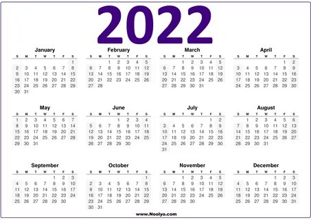 2022 Calendar Printable US - Purple - Noolyo.com Calendars P