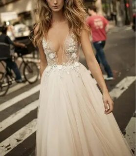 Berta Plunge Lace Appliqué & Tulle Wedding Dress Nordstrom B