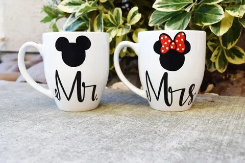 Coffee Mugs set of 2- Mr. and Mrs. his and hers Mickey and M