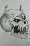 SkullEvil01 #skull #drawing #draw #pen #art #evil #head #got