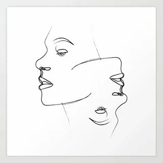 "Profile Collection " - Two faces Art Print by Annette Eliss