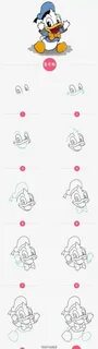 how to draw Donald Duck step by step Drawings, Cartoon head,