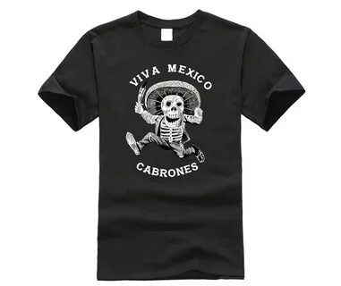 Viva Mexico Cabrones T shirt Men Skull T Shirts Black Tshirt