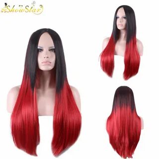 High Quality Black Red Ombre Wig Two Tone Gradient Wig Cheap