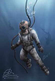 Deep diver, Martin Mariano Hernandez Tena Deep sea diver art