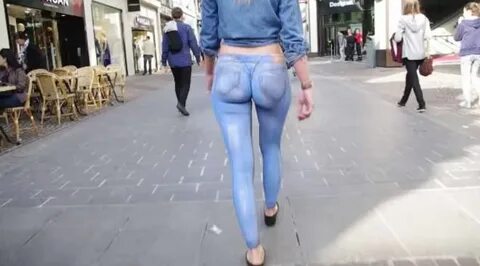 Sexy Half-Naked Painted Girl Walking Down The Streets Girls/