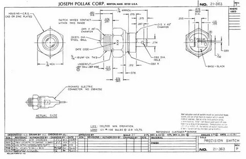 Pollak Precision Ball Switch, NO, Sealed Terminals, Packaged