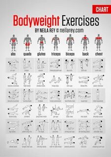 Bodyweight Exercises Chart - detailed chart with illustratio