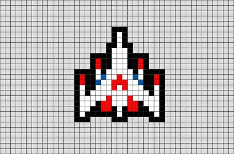 Galaga Ship Pixel Art Pixel art grid, Pixel art, Pixel art t