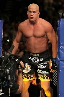 Tito Ortiz enters the Octagon before his light heavyweight b