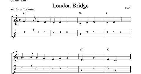 Free Printable Sheet Music: London Bridge, free ukulele tab 