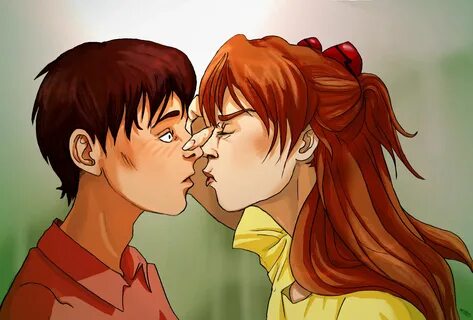 kiss asukaxshinji saintvalentine #asuka #shinji #evangelion
