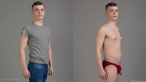 Diptych of man clothed and in underwear Brett is a 21yo ma. 