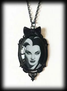 Lily Munster Statement Necklace Glass Cameo Pendant Etsy