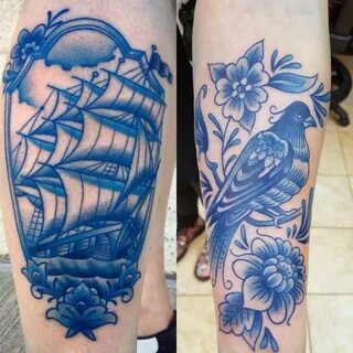 My first and second Delft Blue tattoos by Jon Squires, Urge 