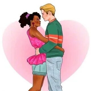 Interracial couple cartoon