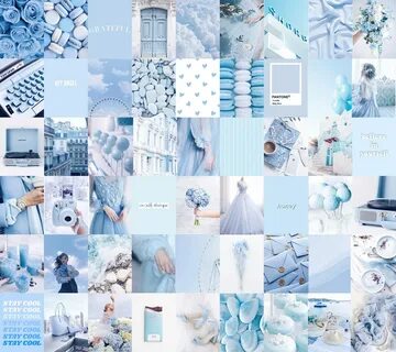 Photo Wall Collage Kit Baby Light Blue Aesthetic set of 60 E